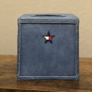 Tommy Hilfiger Classics Star Logo Denim Blue Jeans Look Tissue Box Holder Cover